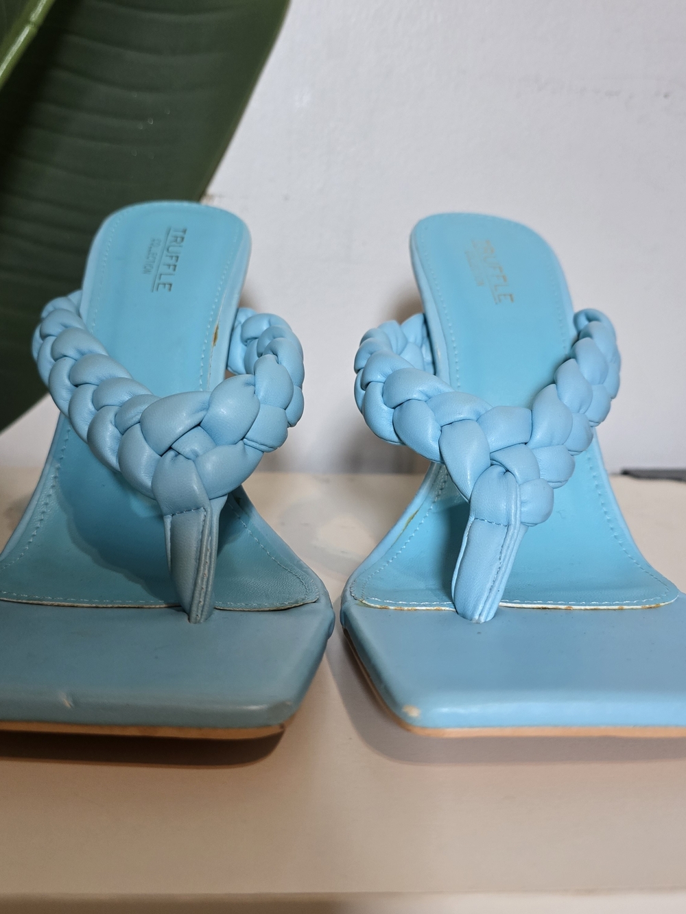 Braided Toe-Thong Sandals in Light Blue by Truffle